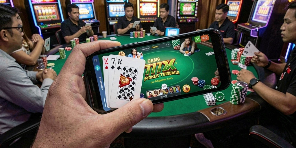 Tampilan gameplay mendebarkan dalam permainan Poker 777ZX.
