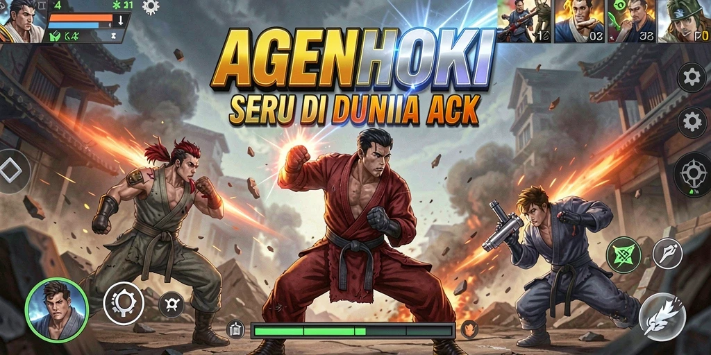 Screenshot gameplay AGENHOKI menampilkan aksi pertarungan yang seru.