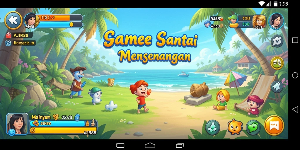 Tampilan gameplay AJR88 yang ceria dan menawan.
