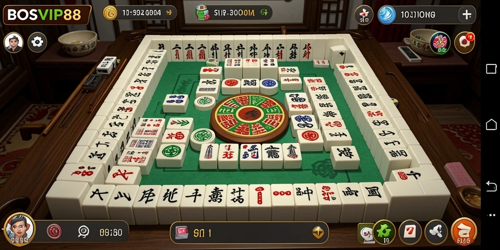 Tampilan gameplay <strong>BOSVIP88</strong> yang memikat saat bermain Mahjong.