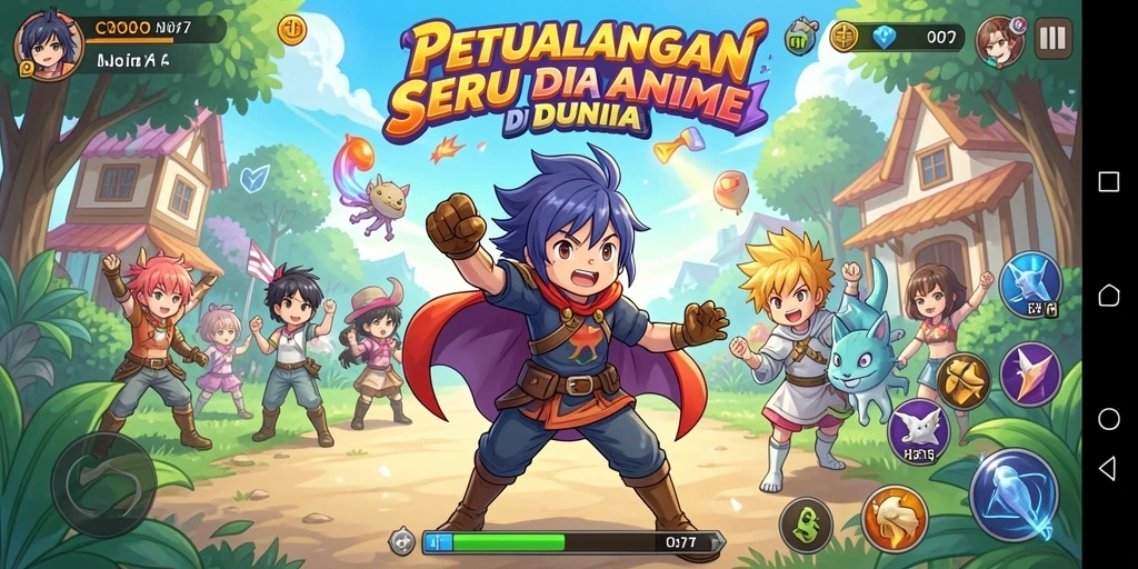 Tampilan menarik dari gameplay C0077 dengan karakter anime ikonik.