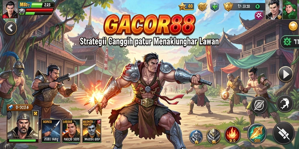 Tangkapan layar dari gameplay GACOR88 yang menampilkan strategi pertarungan yang intens.
