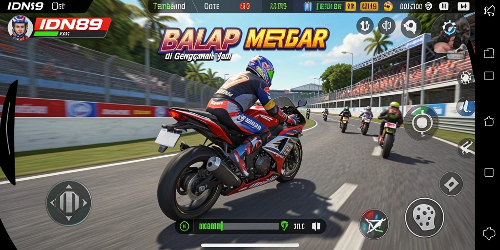 Gameplay penuh aksi di IDN89 dengan motor cepat dan trek menantang.