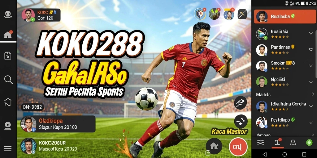 Tampilan gameplay <strong>KOKO288</strong> yang mengasyikkan dan penuh aksi di arena olahraga.