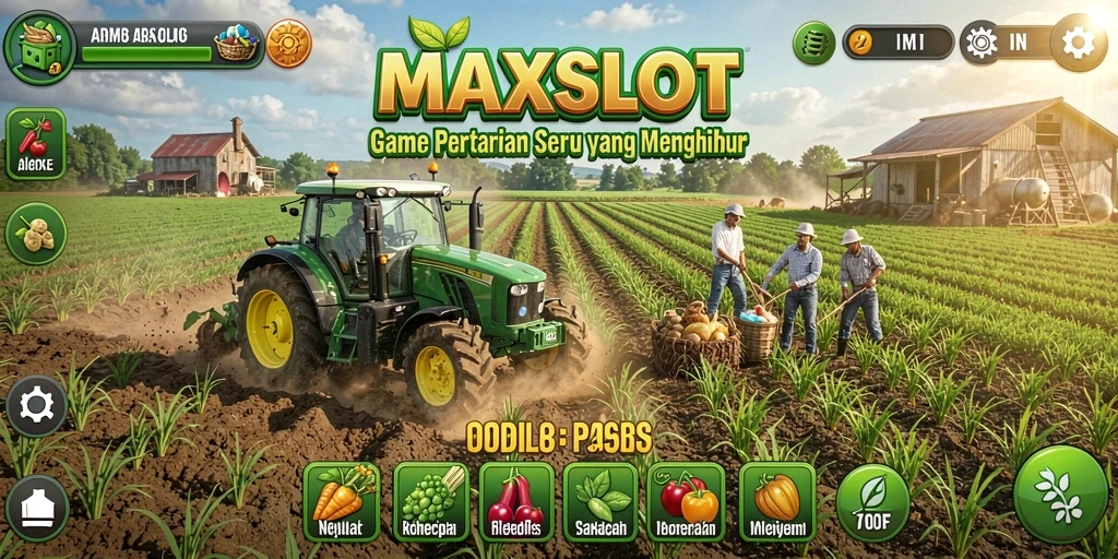 Tampilan permainan <strong>MAXSLOT</strong> yang menarik dengan aktivitas pertanian yang seru.