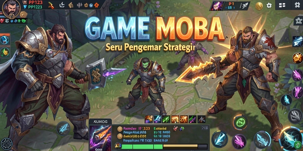 Screenshot gameplay PP123 menampilkan aksi seru dalam pertempuran MOBA.