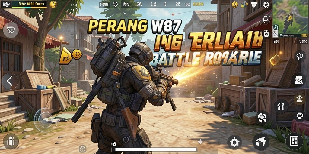 Tampilan screenshot utama WG87 saat pertarungan sengit dalam Battle Royale.